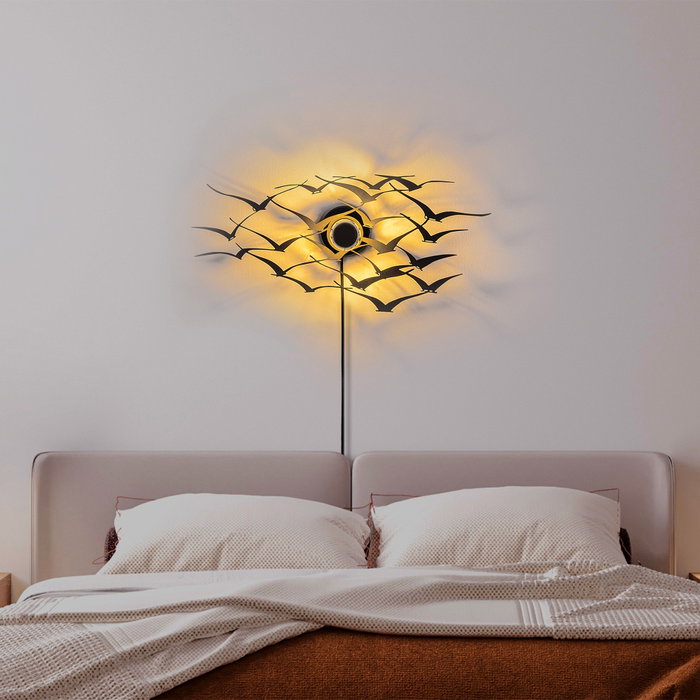 Opviq Flying Birds Lámpara de Pared Negra